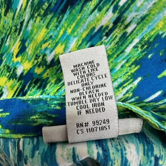 Catherines Button Up Shirt Womens 2X Top Green Yellow Blue‎ Career Work Office - Picture 5 of 5